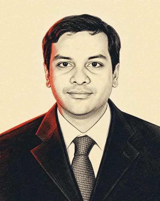 Illustrated portrait of P Dillip Kumar